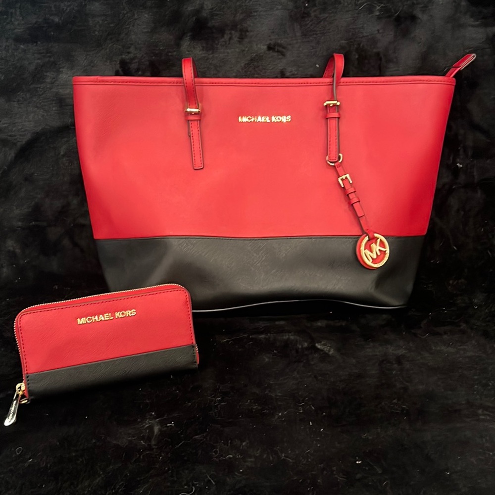Michael Kors Red and Black Purse